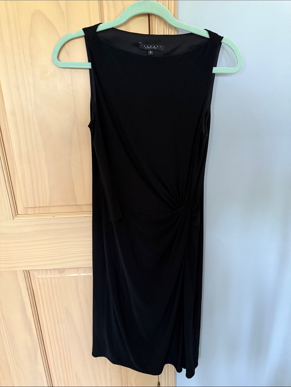 Laundry by Shelli Segal Black Draped Sheath Dress Sleeveless Size 8